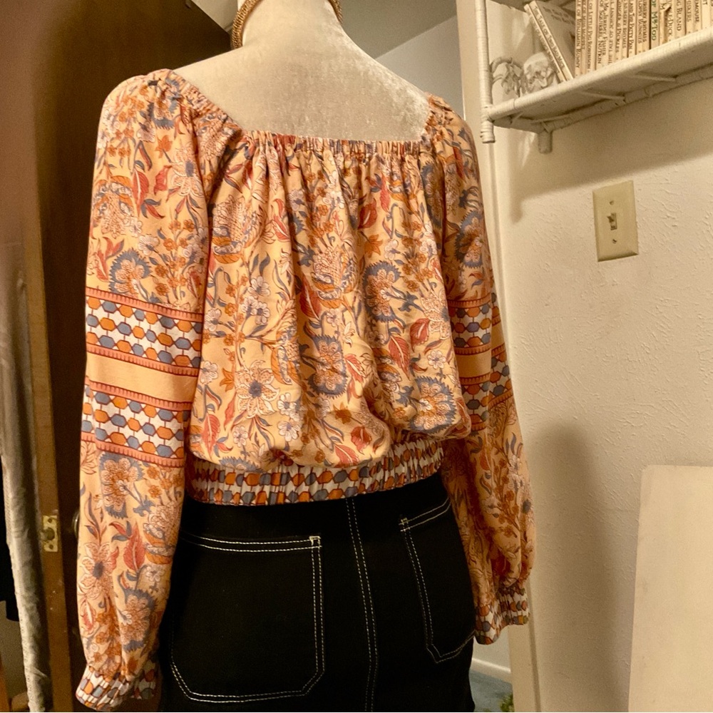 Rachael Zoe Boho Floral Peach Crop top Woman's XS - Picture 2 of 8